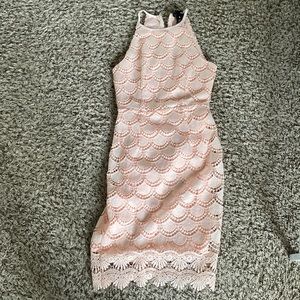 Aqua pink scallop dress